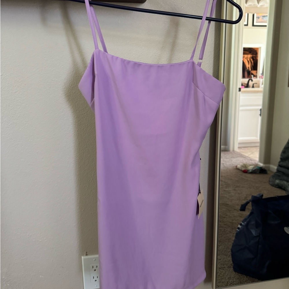 Superdown Lilac Mini Dress with Spaghetti Straps